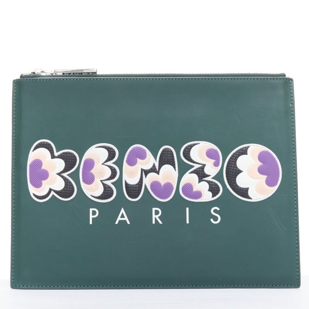 Kenzo Rubber Logo Portfolio Zip Clutch